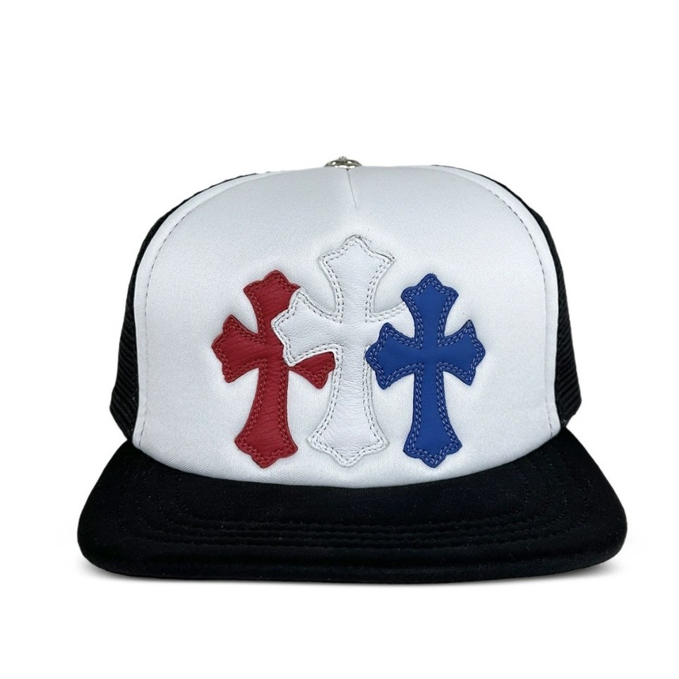 Chrome Hearts Trucker Hat 'Red/White/Blue' 三十字 貼皮 卡車帽