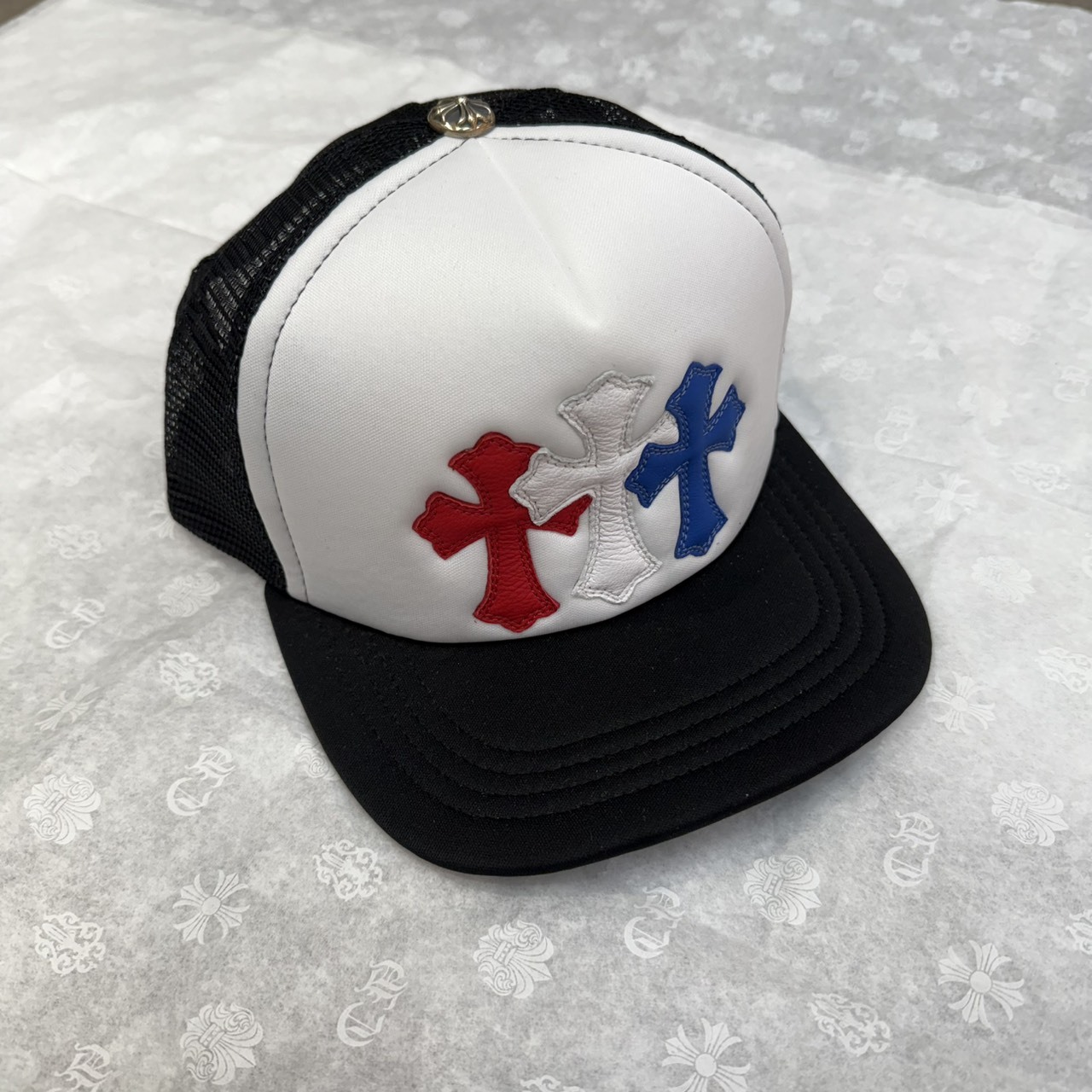 Chrome Hearts Trucker Hat 'Red/White/Blue' 三十字 貼皮 卡車帽
