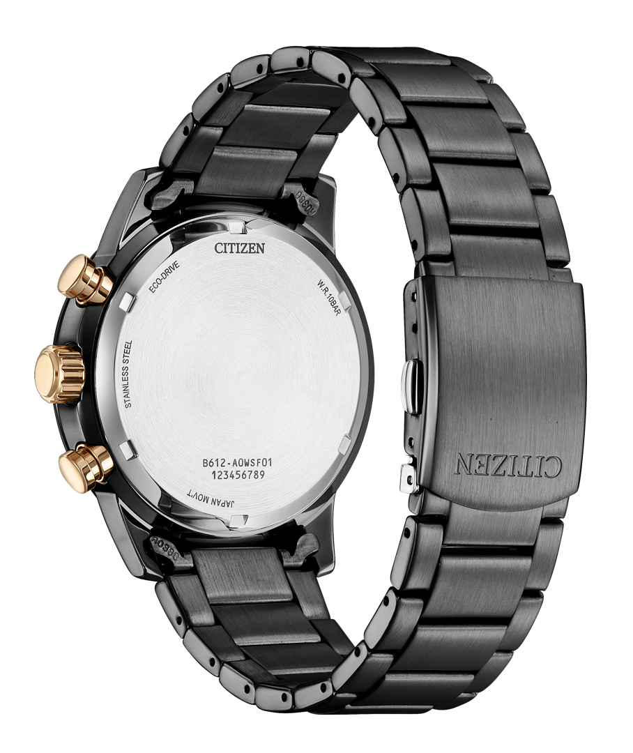 萬年鐘錶 - Citizen 星辰錶  紳士全黑款光動能三眼計時男錶 CA0746-85E 錶徑43MM