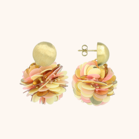 1LG0717-142 LOTT GIOIELLI Mix Pink Earrings Butterfly Sequin Globe M Gold #CESQ002-B83134 (A-EU-E)