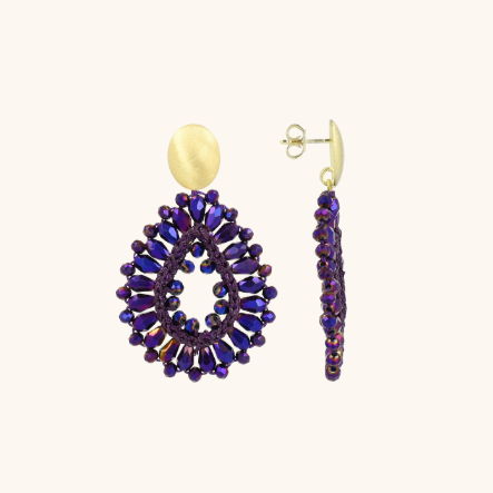1LG0717-146 LOTT GIOIELLI Metallic Purple Earrings Robin Gold #CESI157-B30313 (A-EU-E)