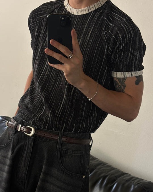 斑馬紋撞色短袖T恤