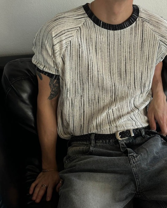 斑馬紋撞色短袖T恤