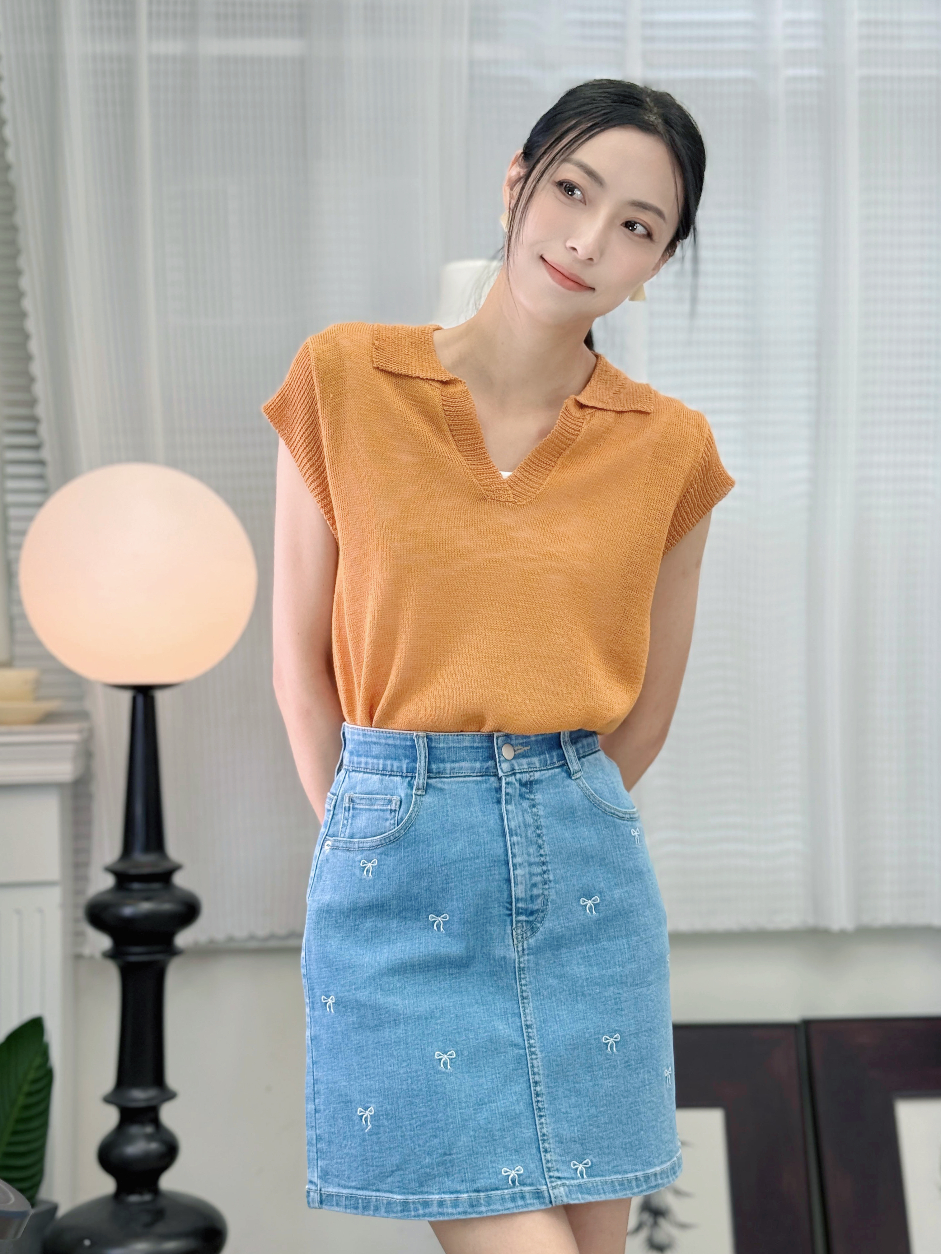 TOP#7579🤍超涼快竹節線針織襯衫