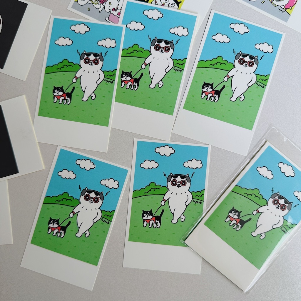 一起去遛貓 5入 拍立得貼紙｜superB studio