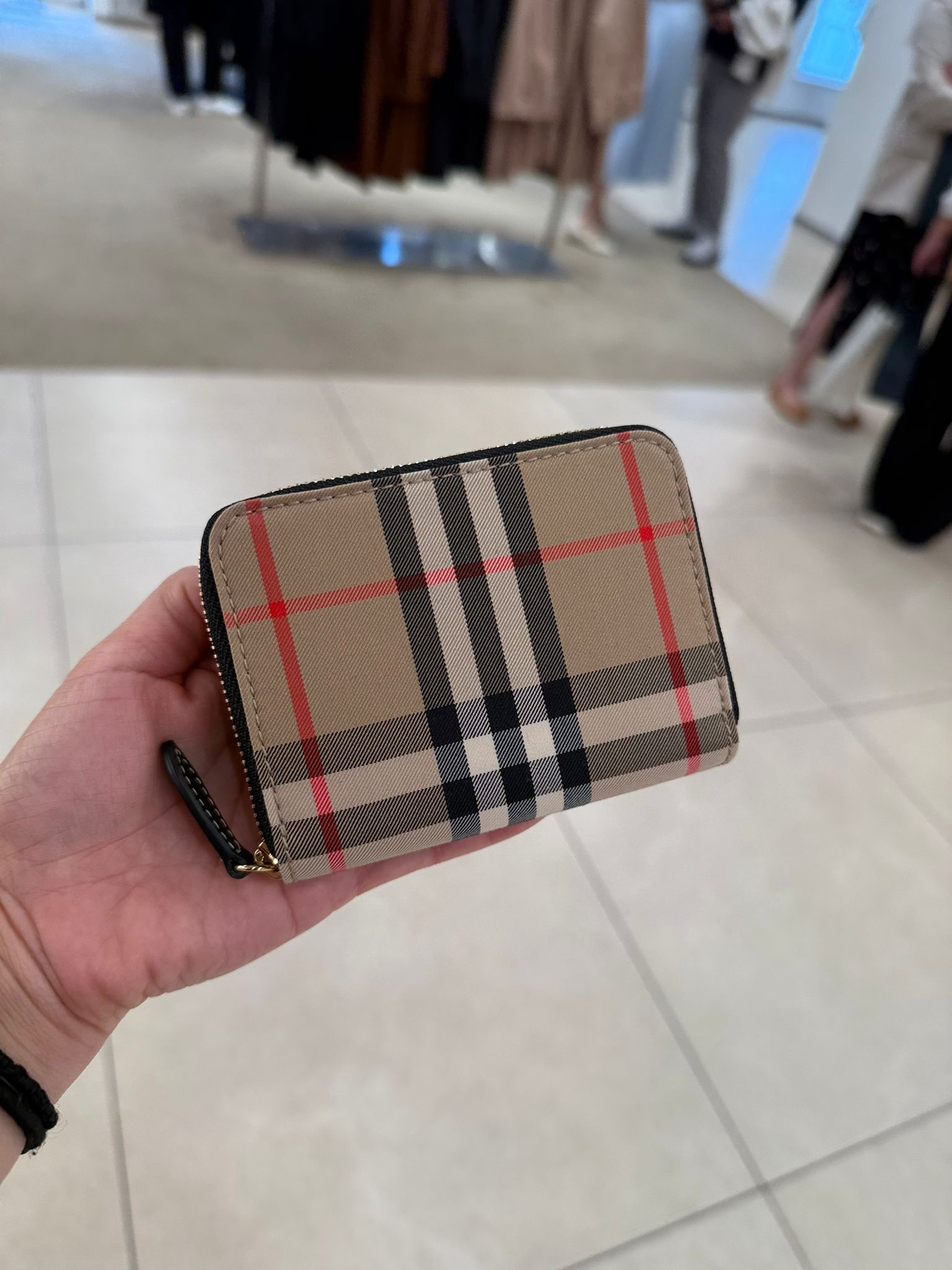 Burberry Check Zip Cardholder Wallet Archive Beige