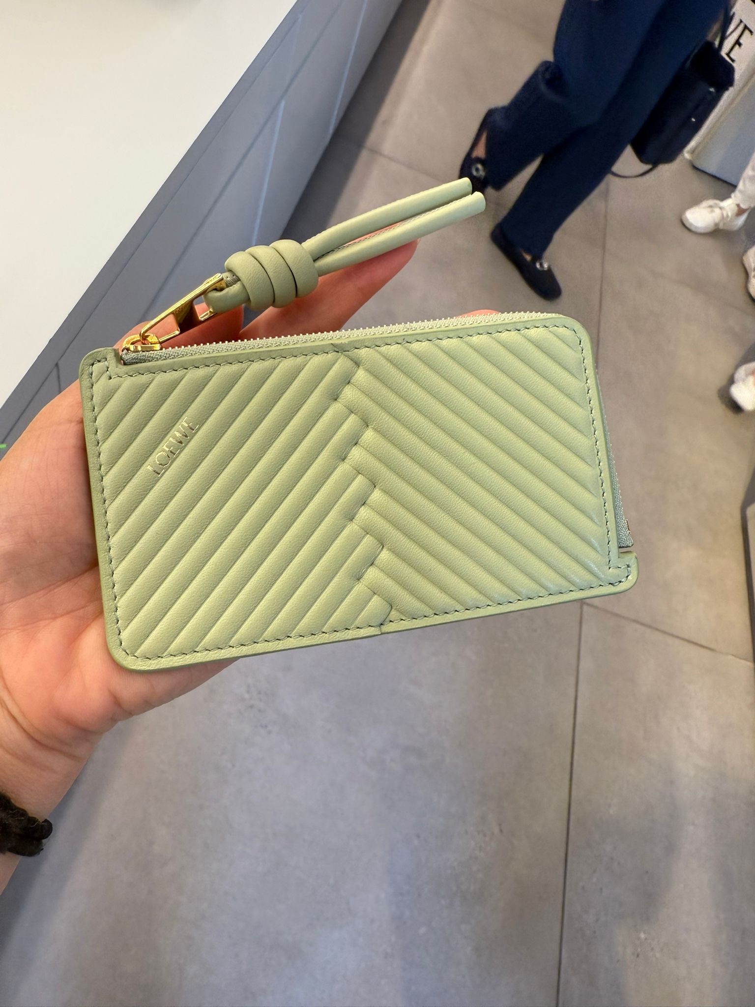 Loewe Knot Diamond Coin Cardholder Light pear green