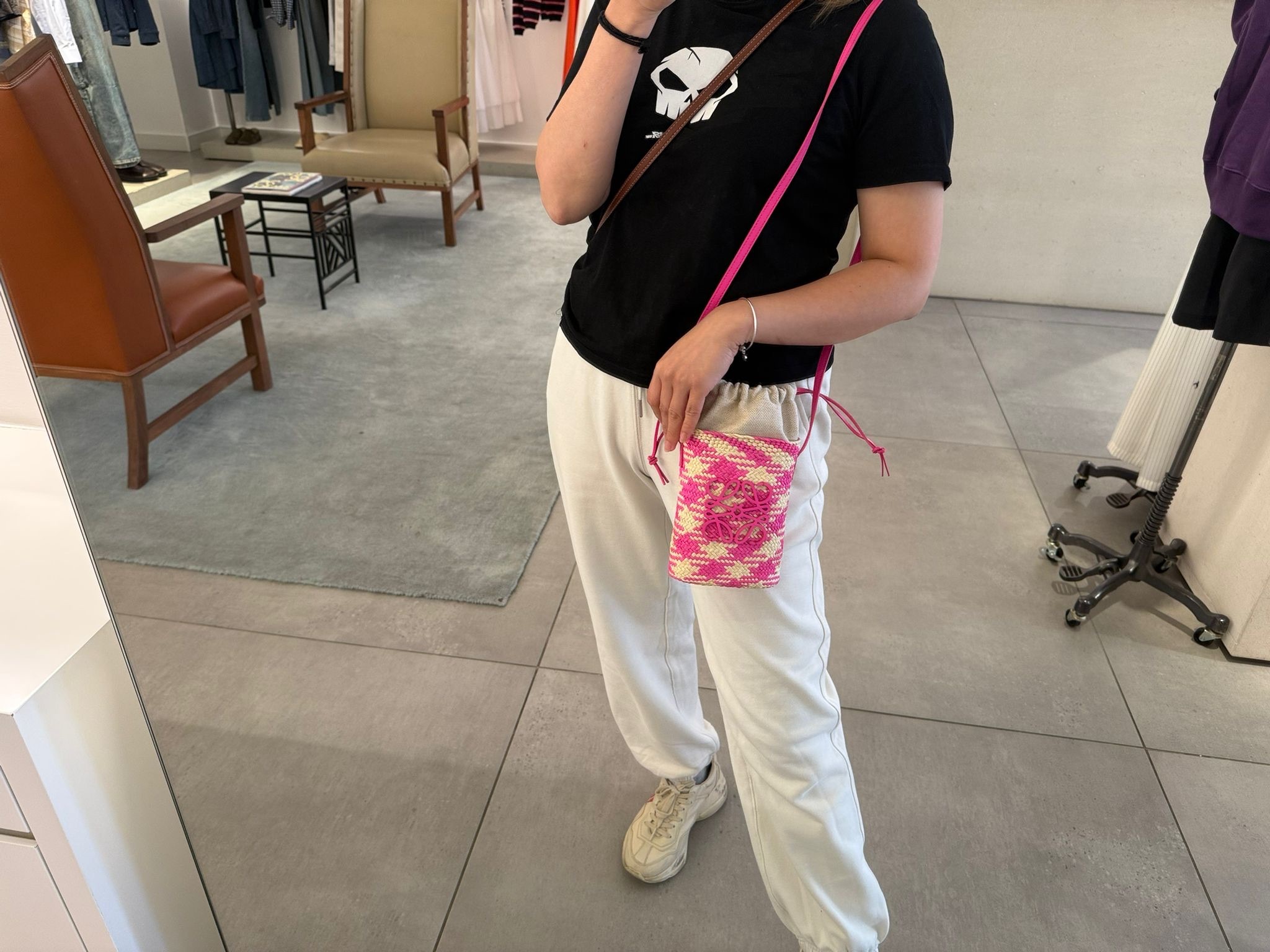 Loewe Anagram Checks Square pocket bag 2 colors