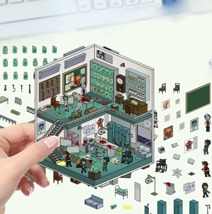 优惠清货 3D立体微缩场景贴纸 恐怖系列  256-259