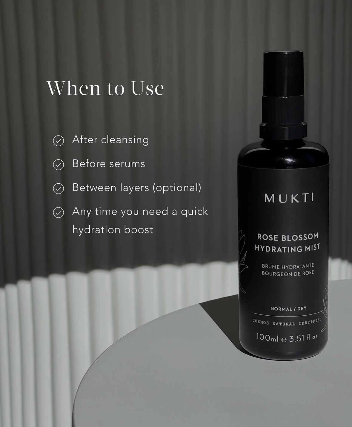 MUKTI Rose Blossom Hydrating Mist 有機玫瑰保濕噴霧 [100ml]