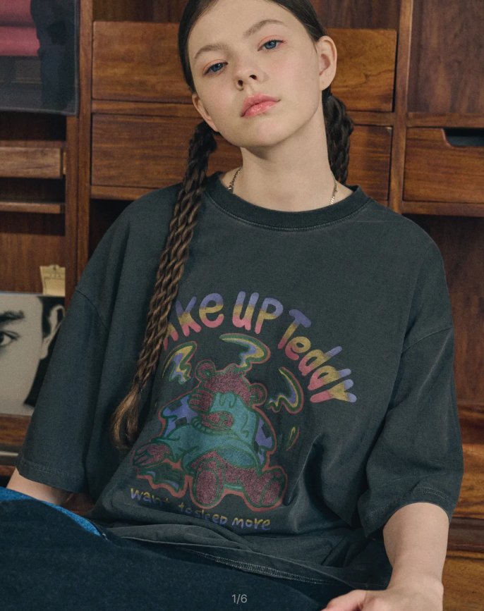 CPGN STUDIO / Wake Up Teddy pigment short T-shirt / smoke black /  JUL25
