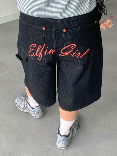 夏季預訂｜紅刺繡百慕達原色褲