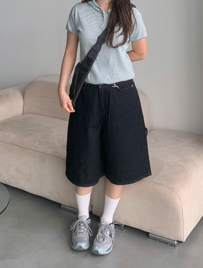 夏季預訂｜紅刺繡百慕達原色褲