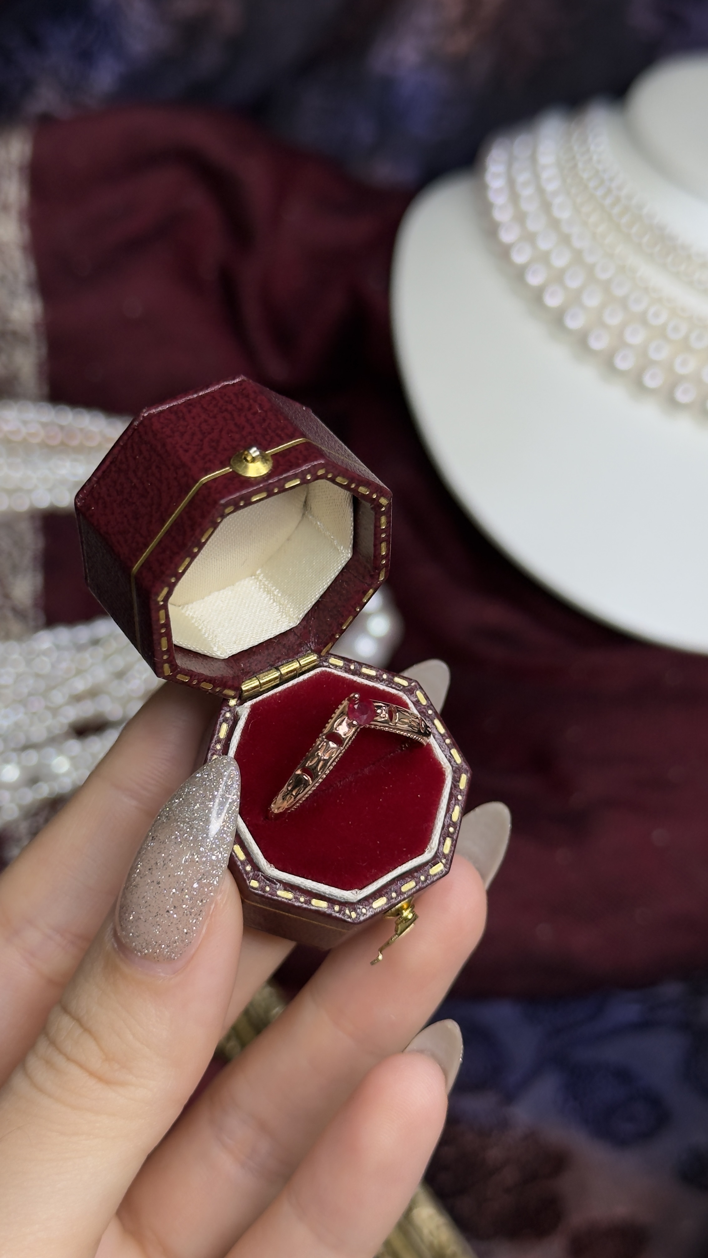 紅寶石 藏月疊戴