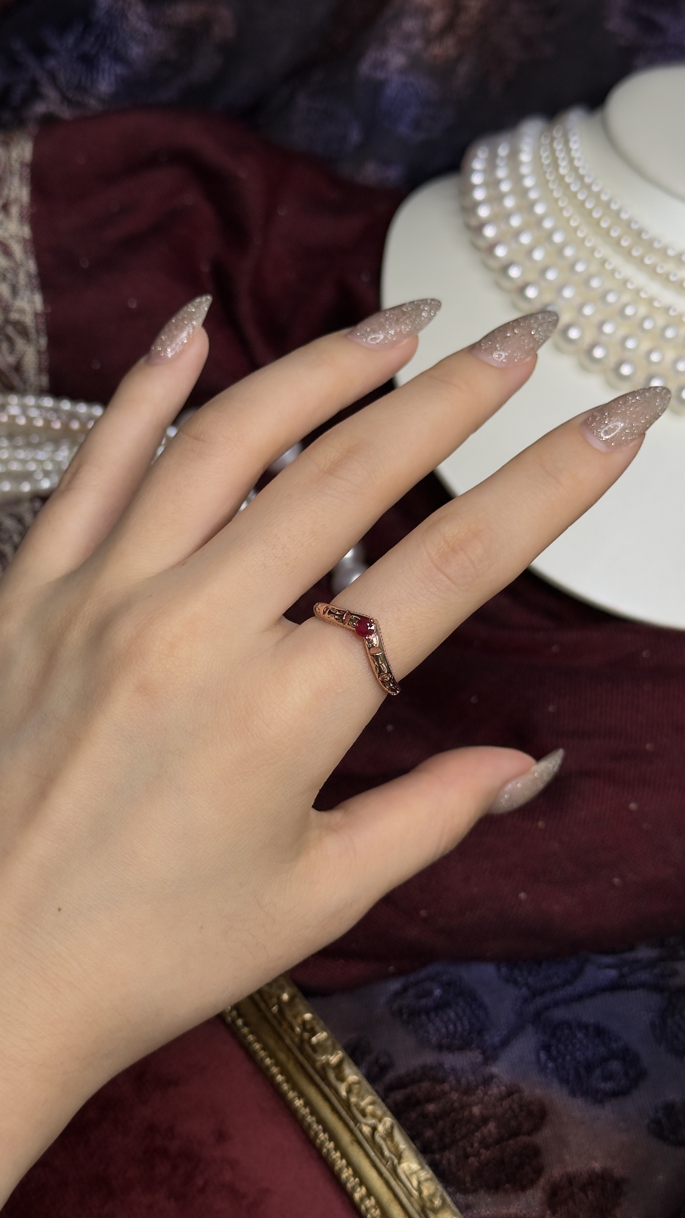 紅寶石 藏月疊戴