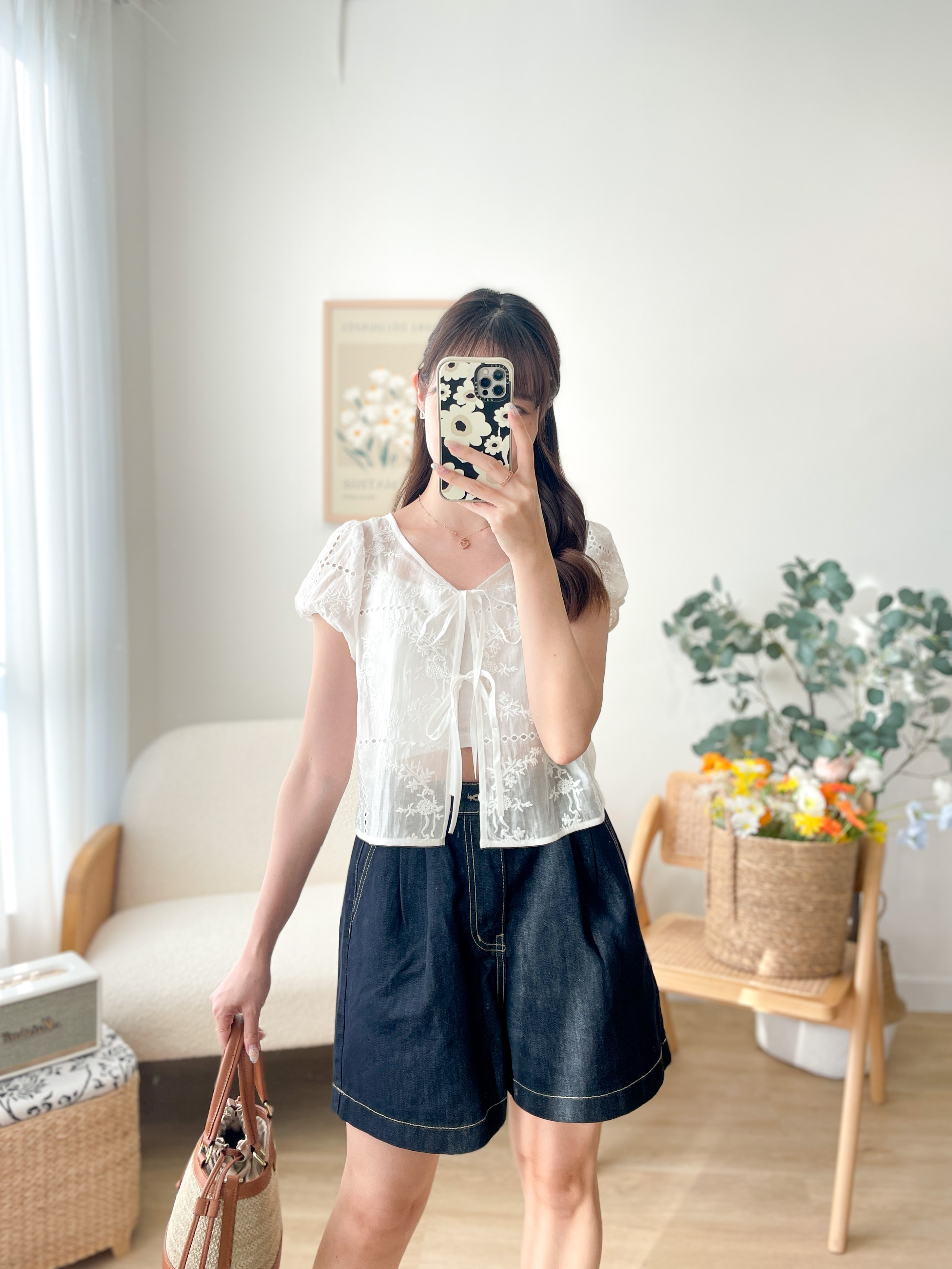 JEAN173 Non Fade Denim Wide Shorts