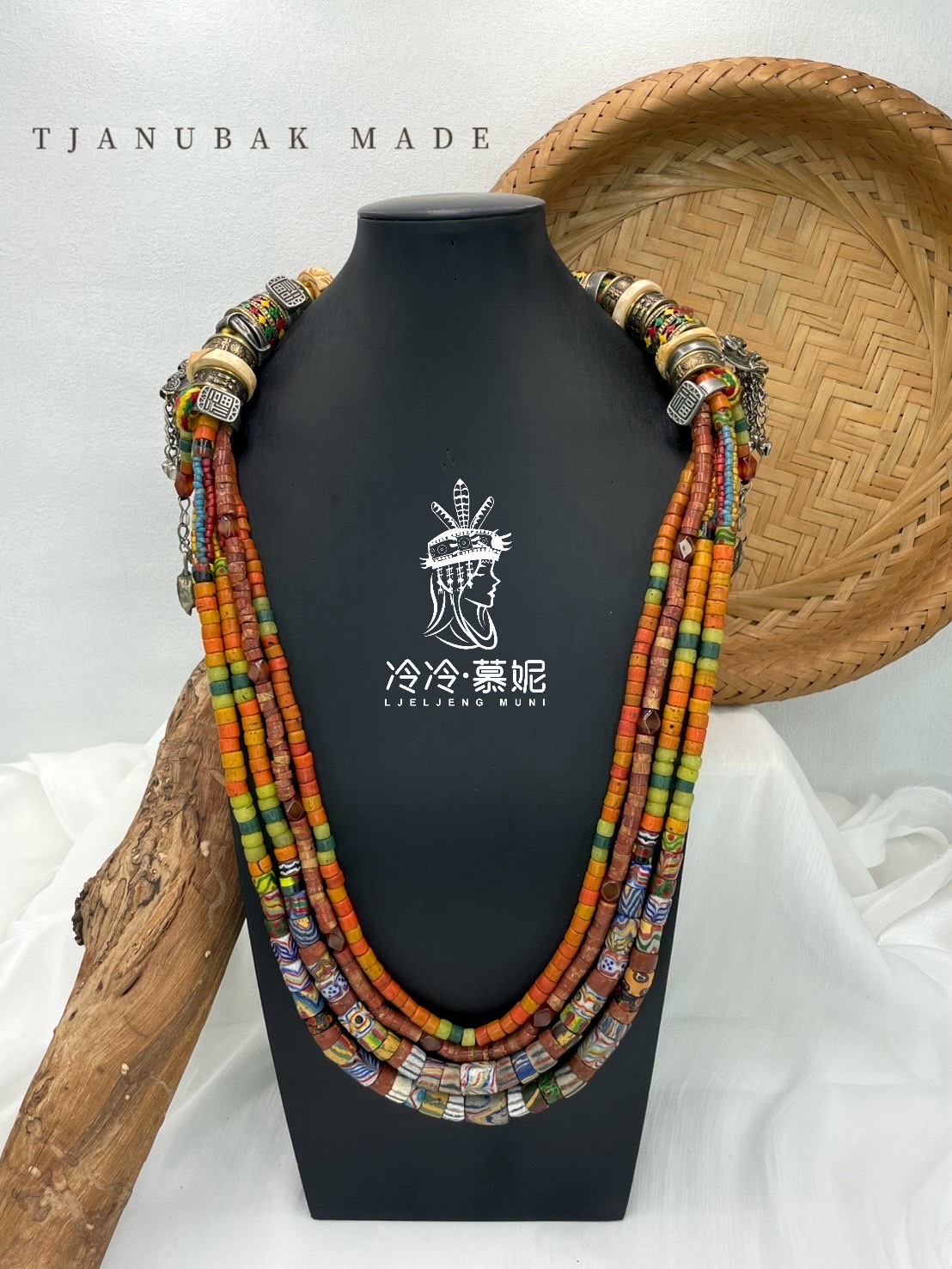 W-No.77傳統花珠四條式戒指串長鍊80cm