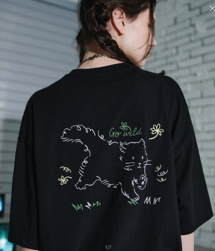 CPGN STUDIO / Wild Cat embroidery short T-shirt /  black /  JUL25