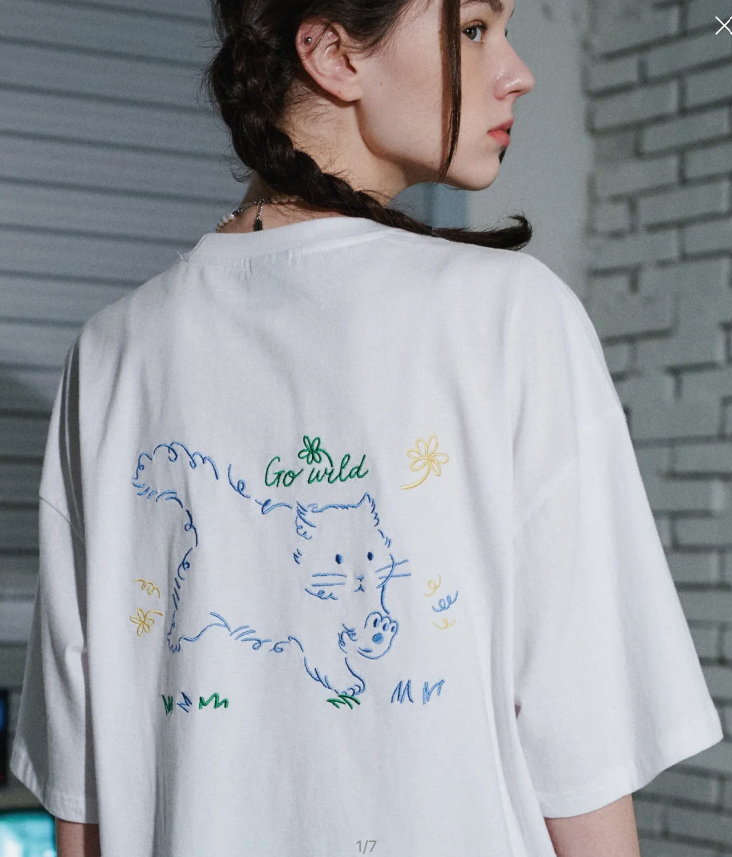 CPGN STUDIO / Wild Cat Embroidery T-shirt / White /  JUL25