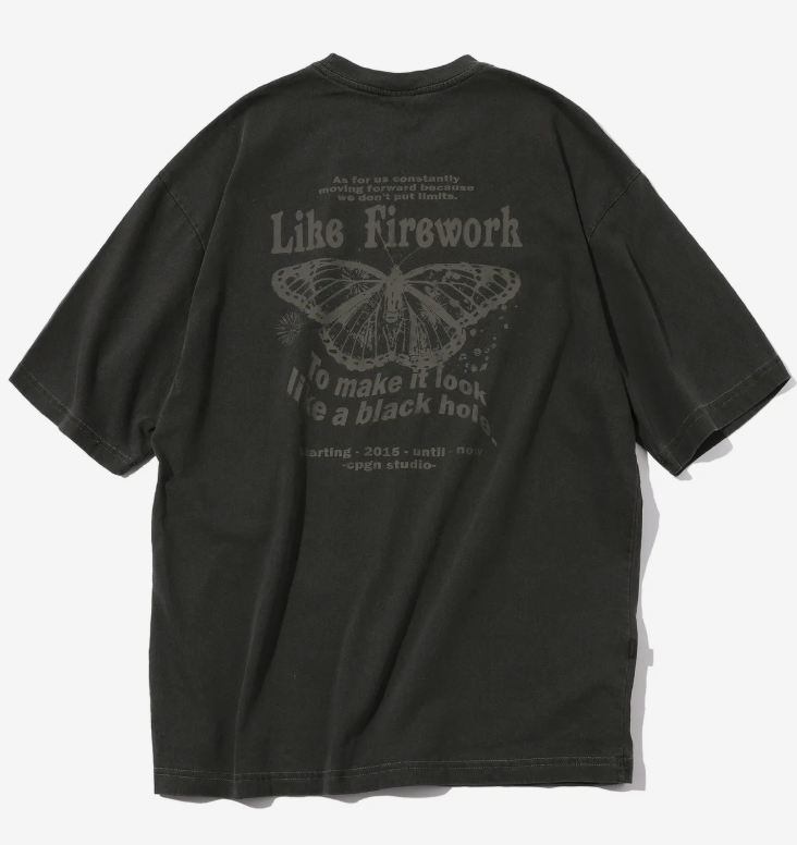 CPGN STUDIO / Butterfly pigment short T-shirt /  smokeblack /  JUL25