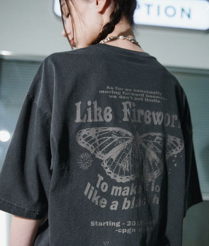 CPGN STUDIO / Butterfly pigment short T-shirt /  smokeblack /  JUL25