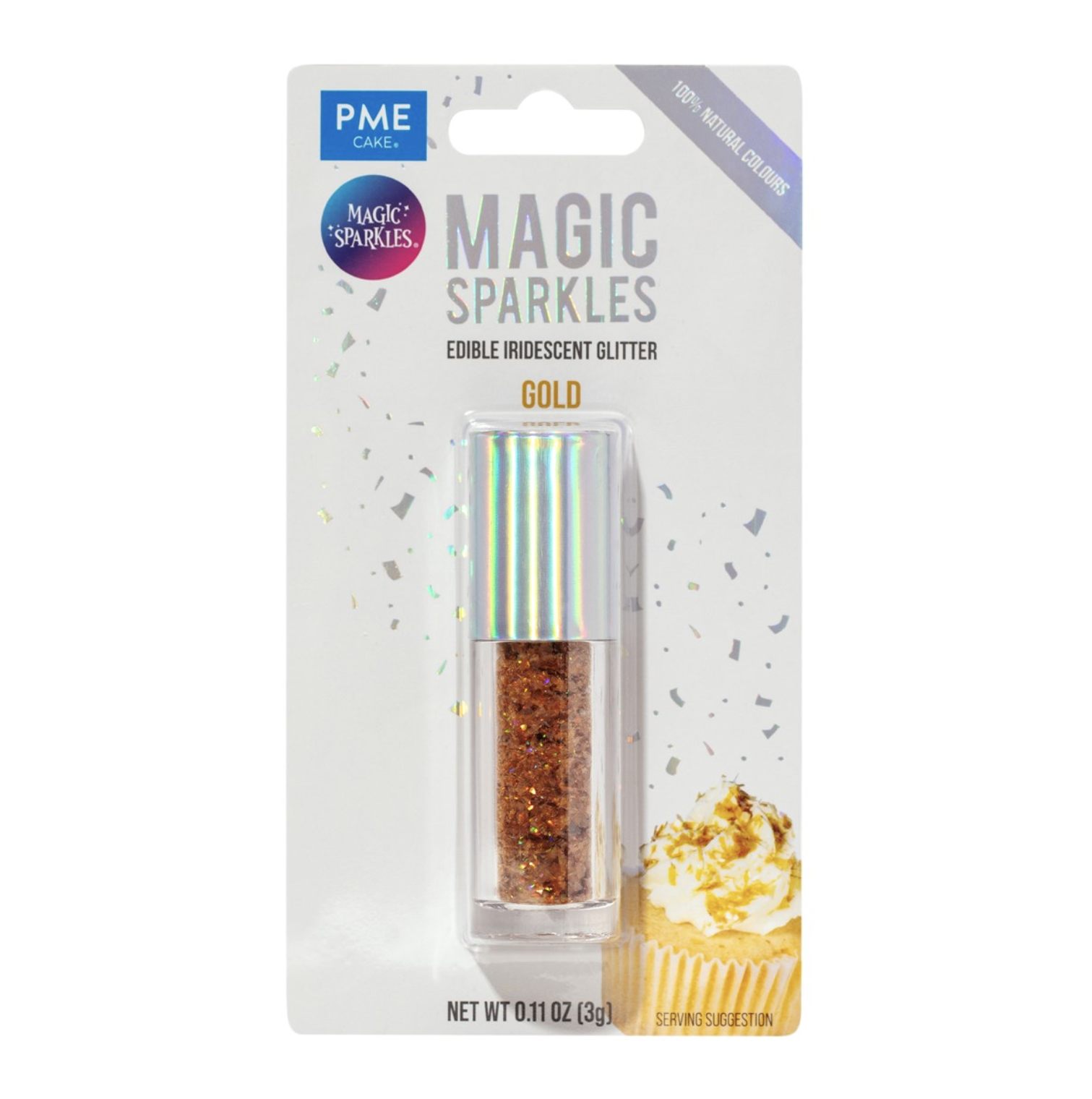 PME Magic Sparkles, Edible Iridescent Glitter - Gold (3g)