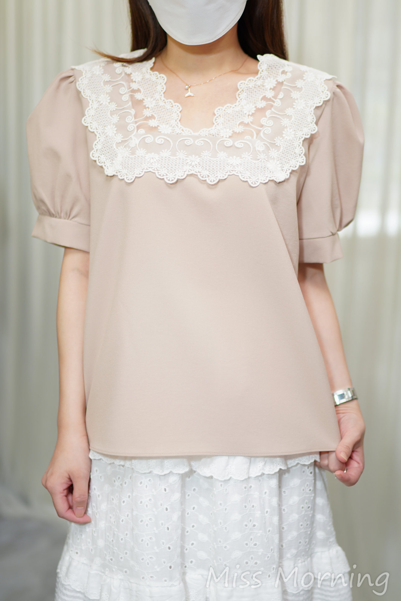 好靚lace領免燙上衣(14730)