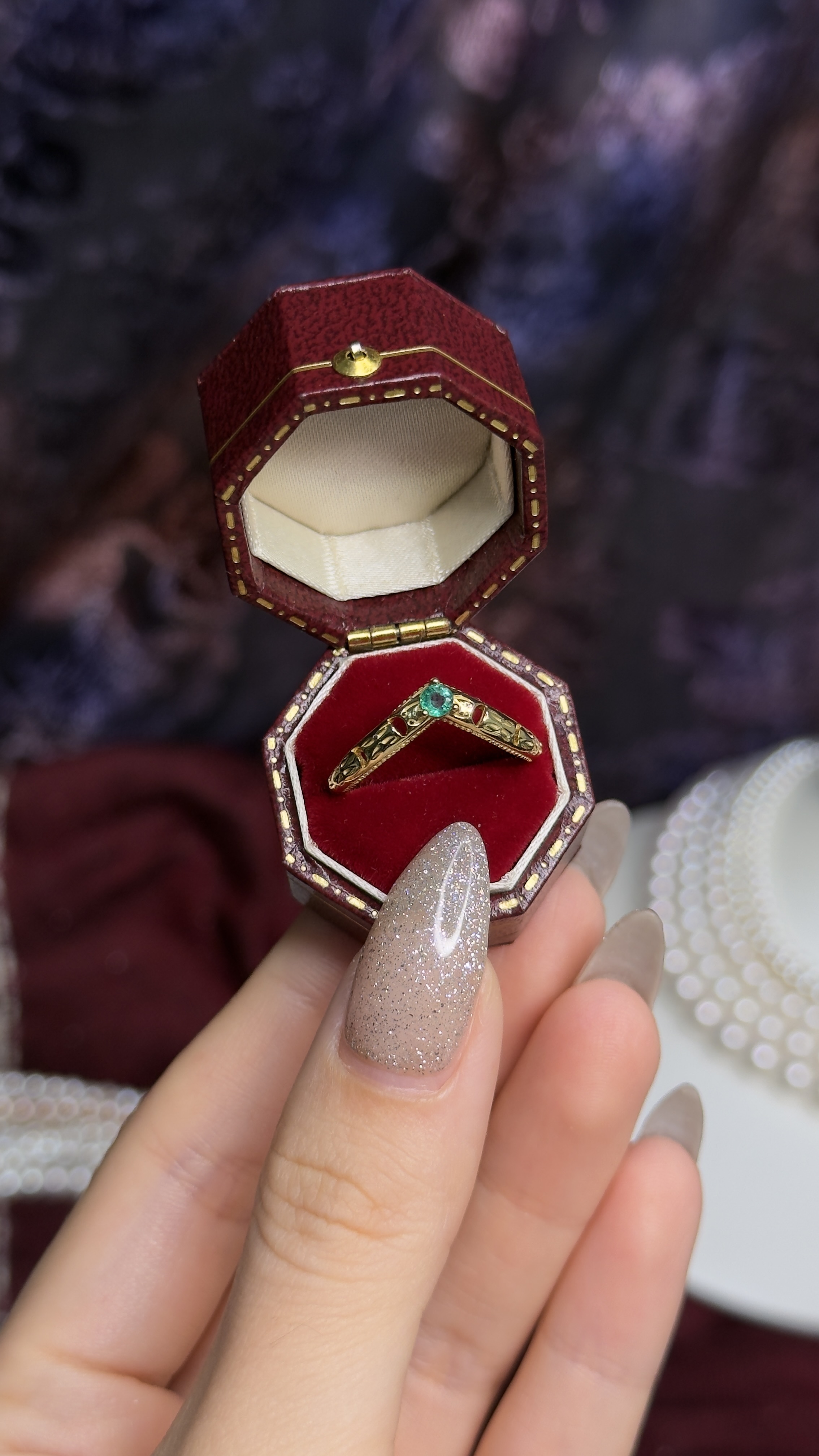 祖母綠 藏月疊戴