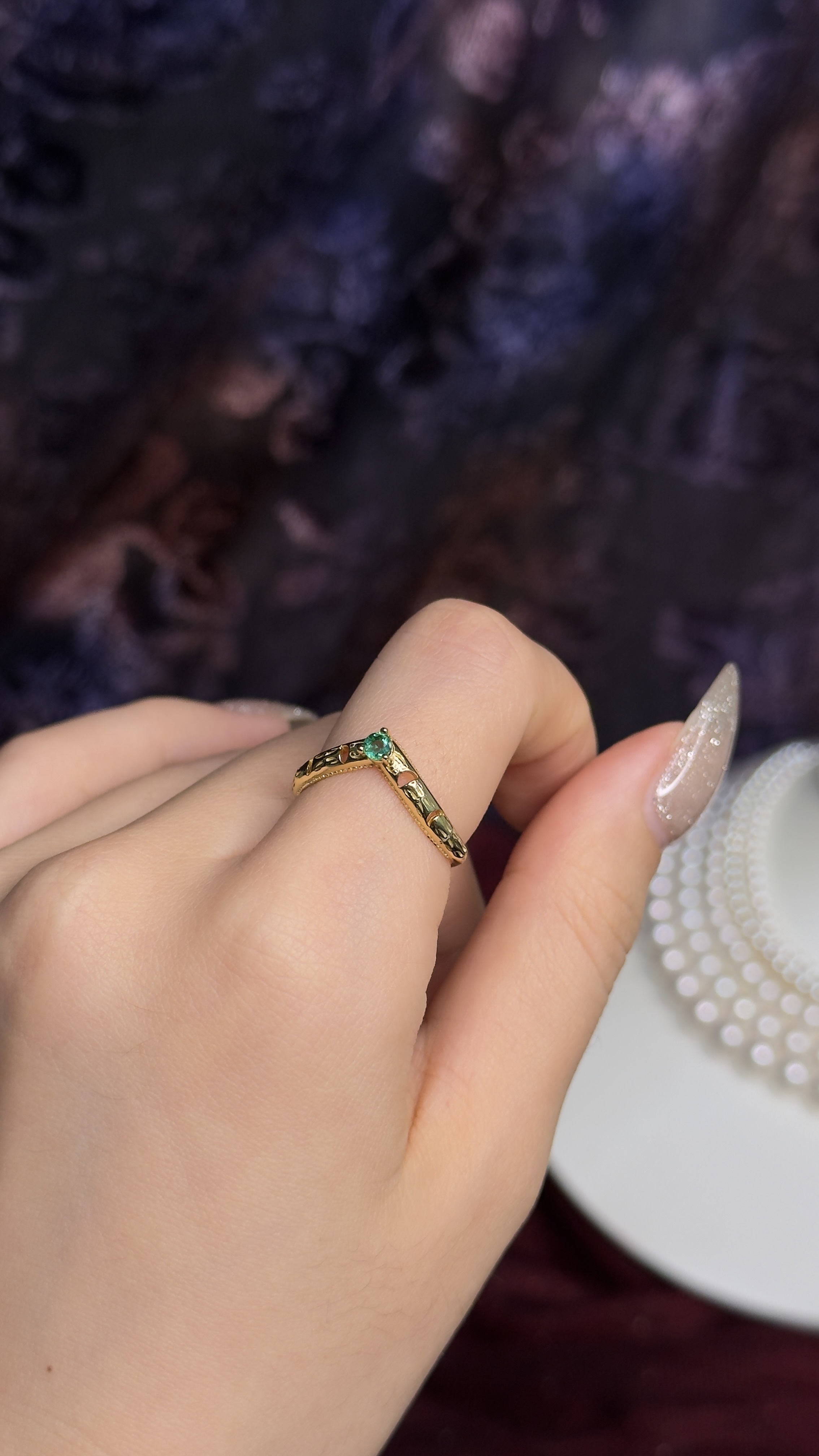 祖母綠 藏月疊戴