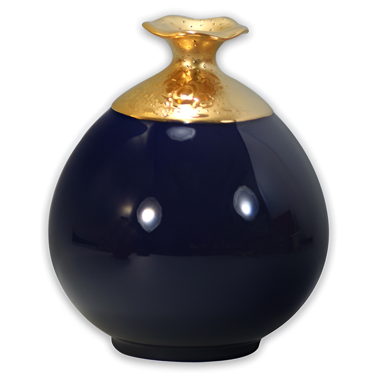 鹿港窯禮品館│瓷器 鎏金花瓶 霽藍釉 福袋瓶