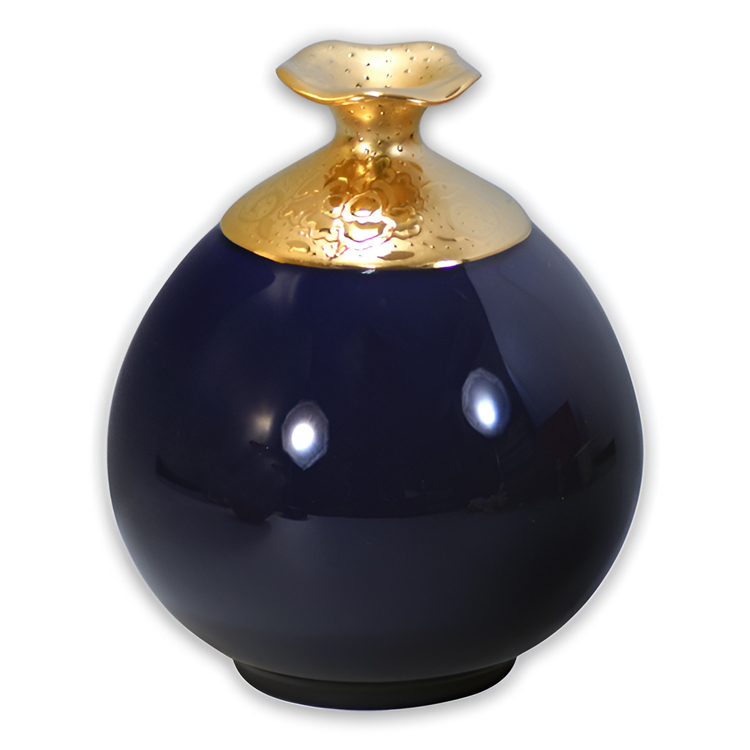 鹿港窯禮品館│瓷器 鎏金花瓶 霽藍釉 福袋瓶