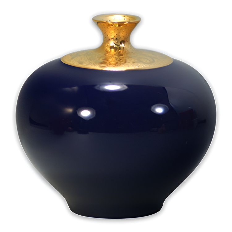 鹿港窯禮品館│瓷器 鎏金花瓶 霽藍釉 寶來瓶