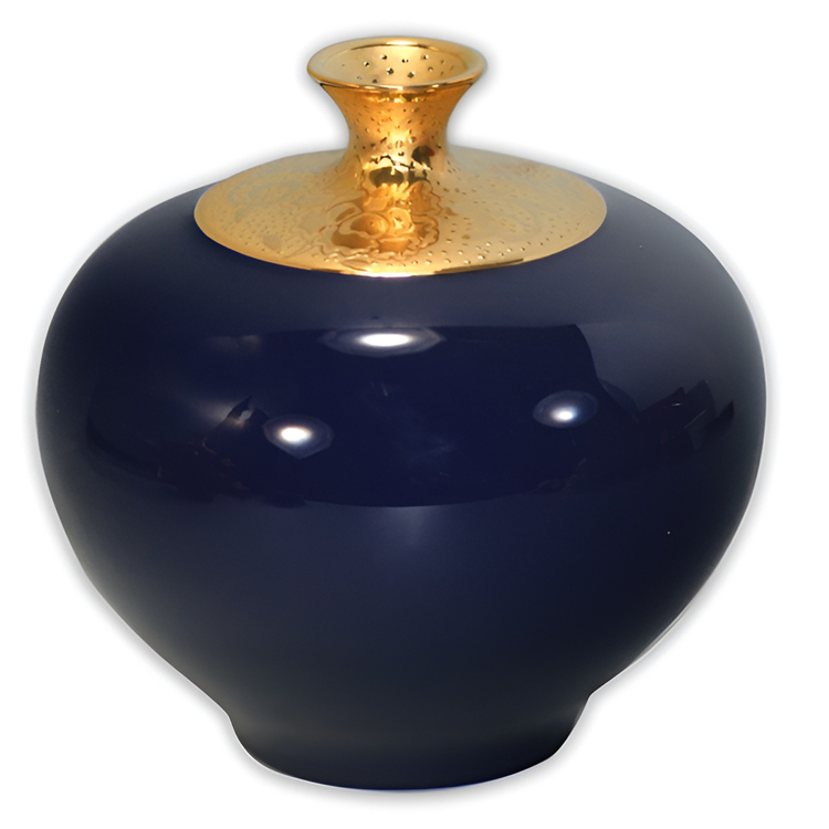 鹿港窯禮品館│瓷器 鎏金花瓶 霽藍釉 寶來瓶