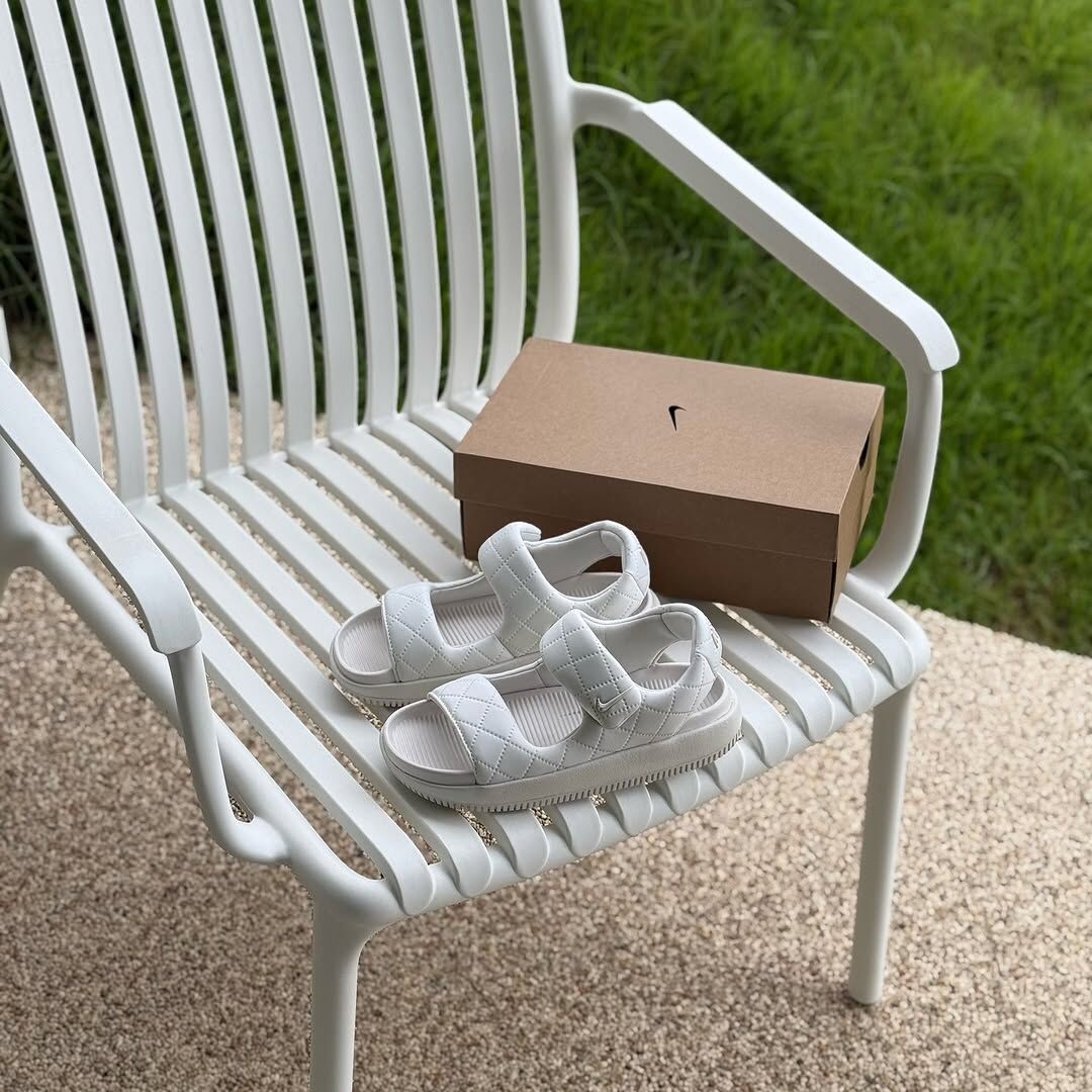 NIKE CALM SE 奶白小香風 麵包涼鞋 全白 菱格紋 增高 厚底 女鞋 HJ9000-001 / 預購