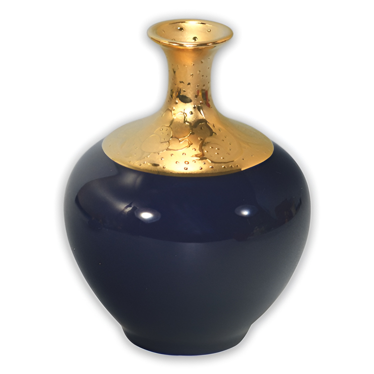 鹿港窯禮品館│瓷器 鎏金花瓶 霽藍釉 君子瓶