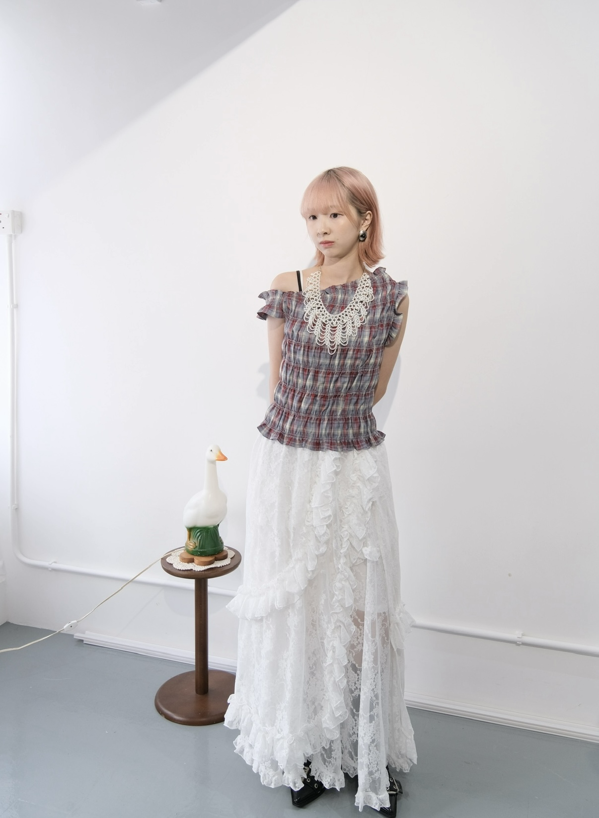 推!lace吊帶斜ruffle ops