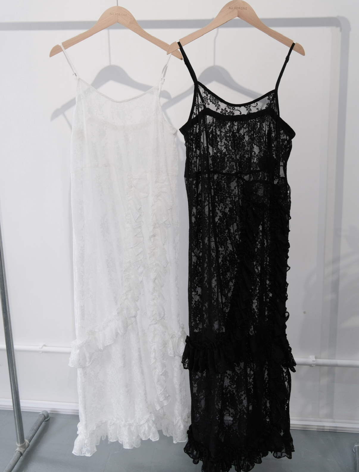 推!lace吊帶斜ruffle ops