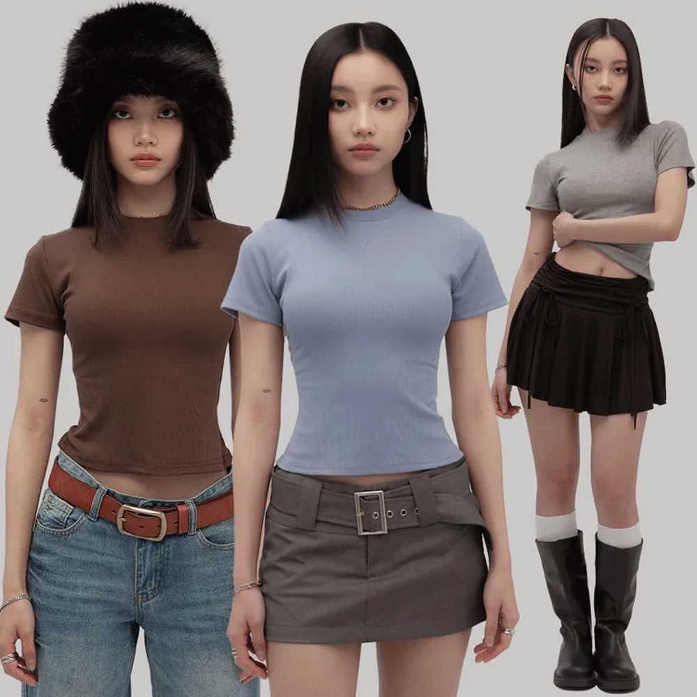 圓領羅紋沙漏上衣