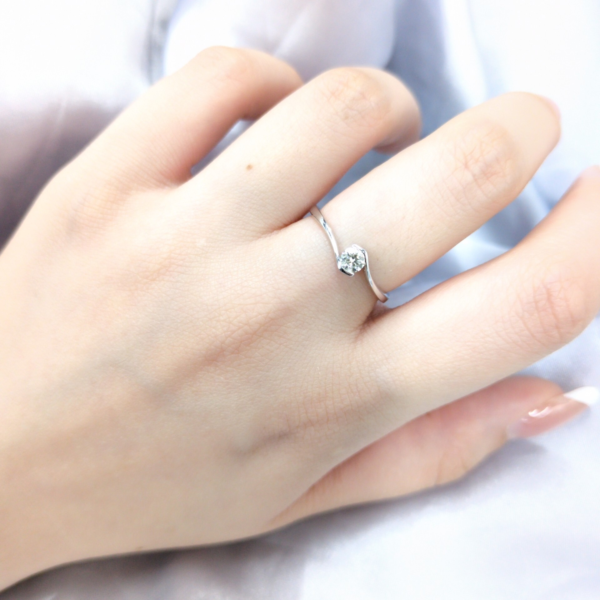 全新18K白金 【單粒19份鑽石】戒指