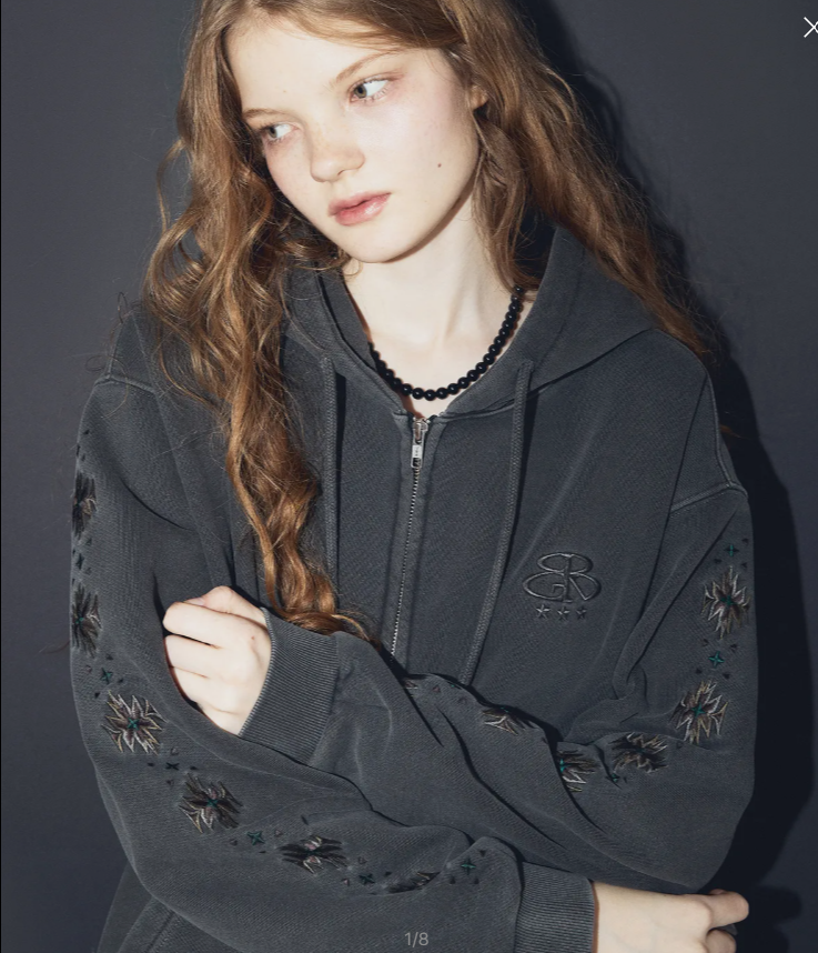 CPGN STUDIO / [2-WAY] skirt sleeve pigment hooded zip-up / smokeblack /  JUL25