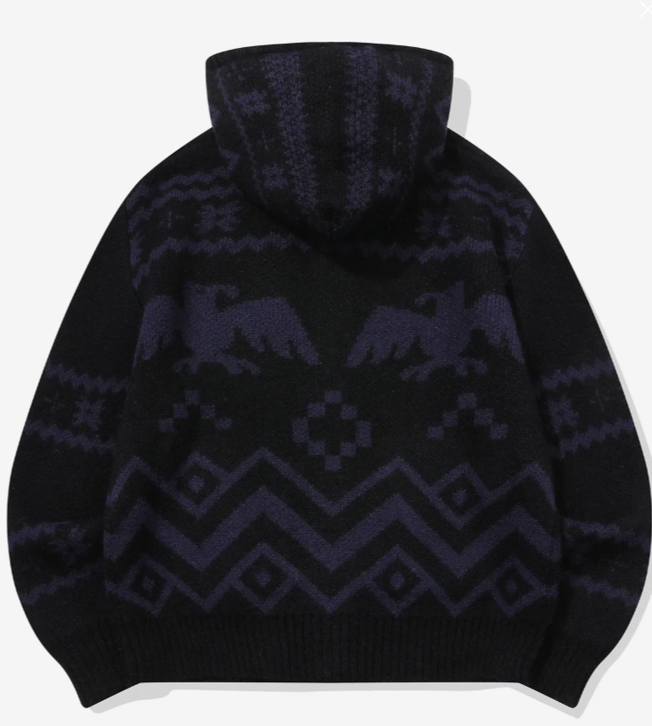 CPGN STUDIO / [2-WAY] Nordic winter hooded knit zip-up / black /  JUL25