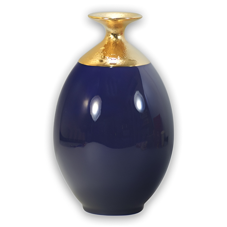 鹿港窯禮品館│瓷器 鎏金花瓶 霽藍釉 玉迎春