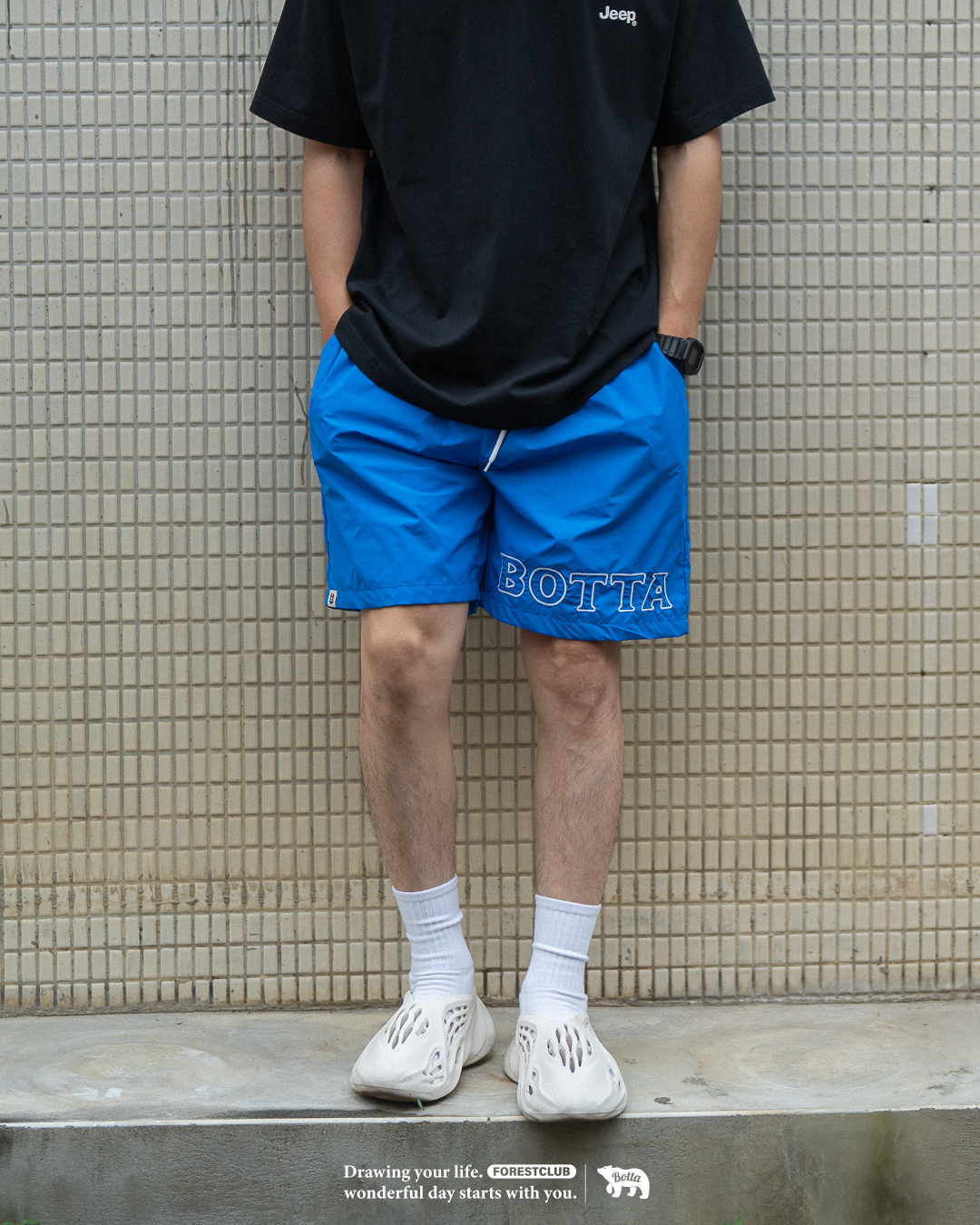 #現貨 BOTTA 抽繩刺繡 防潑水 海灘短褲 三色 6622