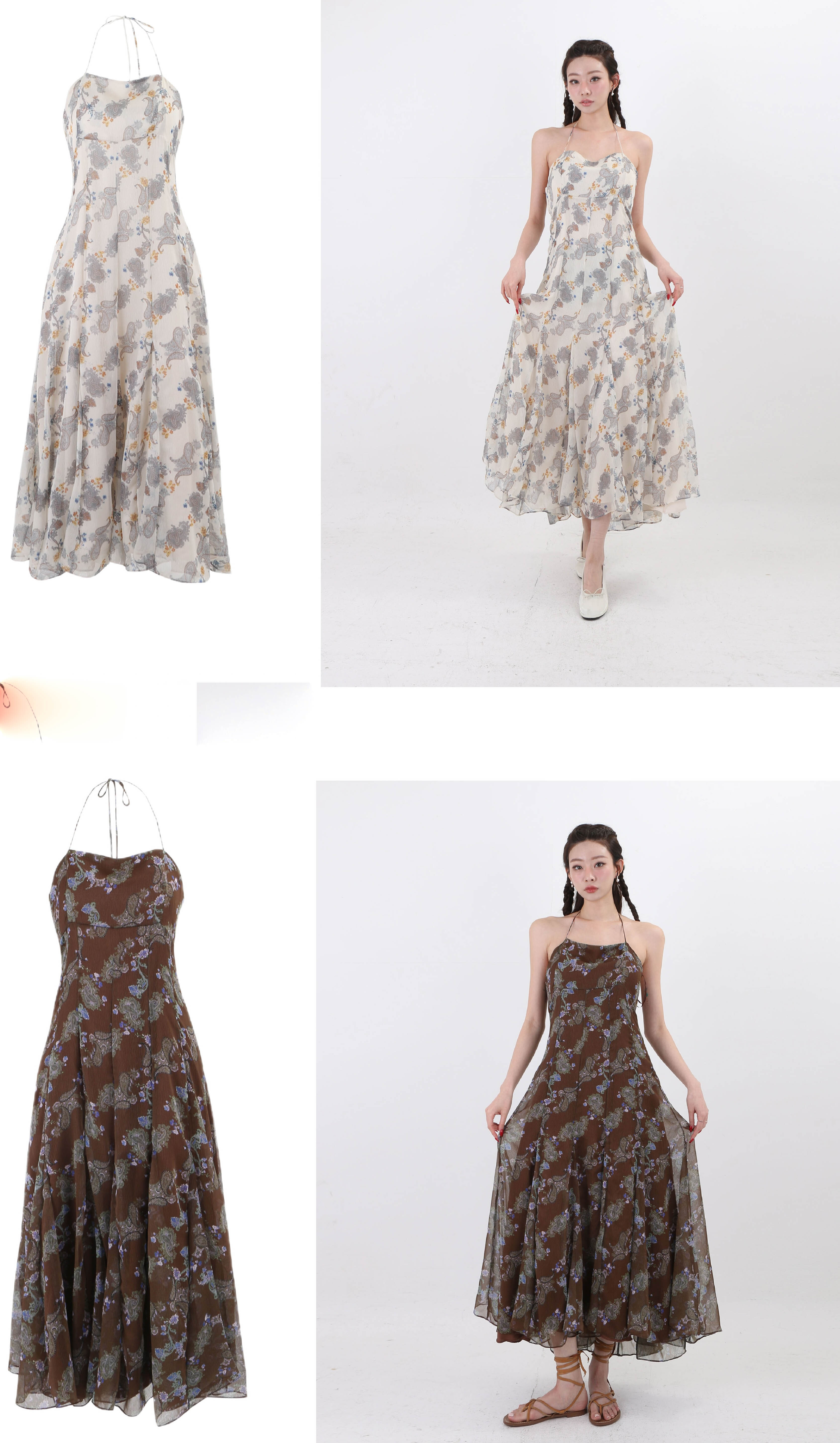 K8702 RM399 💥特RM289 ▶️繞頸花花長洋裝 👉B:cm L:cm