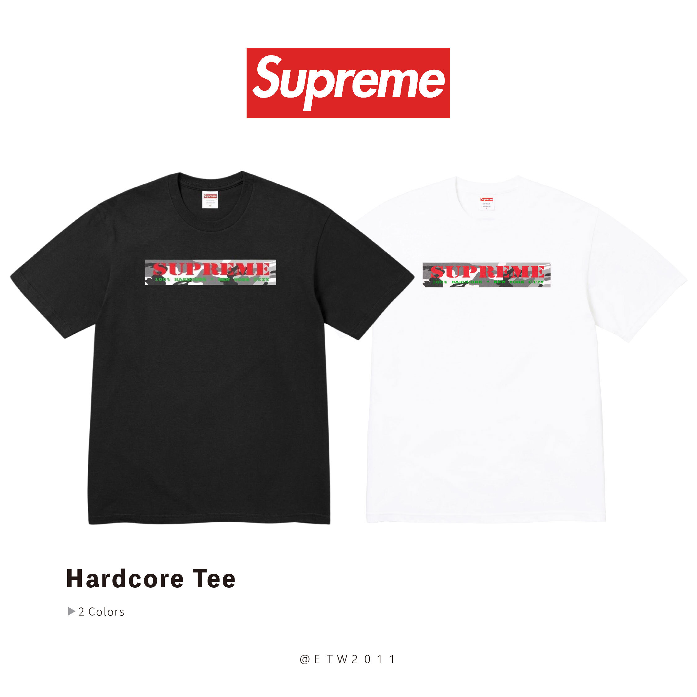 ☆ETW☆【台中店】Supreme 25SS Hardcore Tee 迷彩Logo 字體