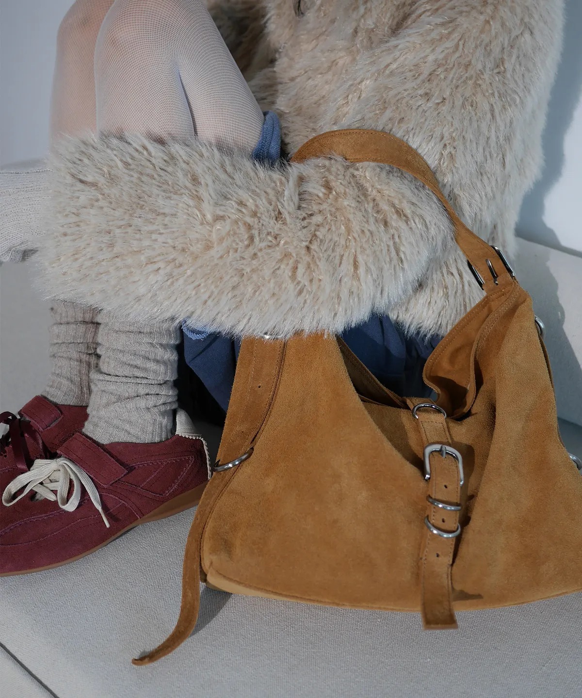 KHIHO DIDI BELTED BIG BAG(2-WAY) SUEDE