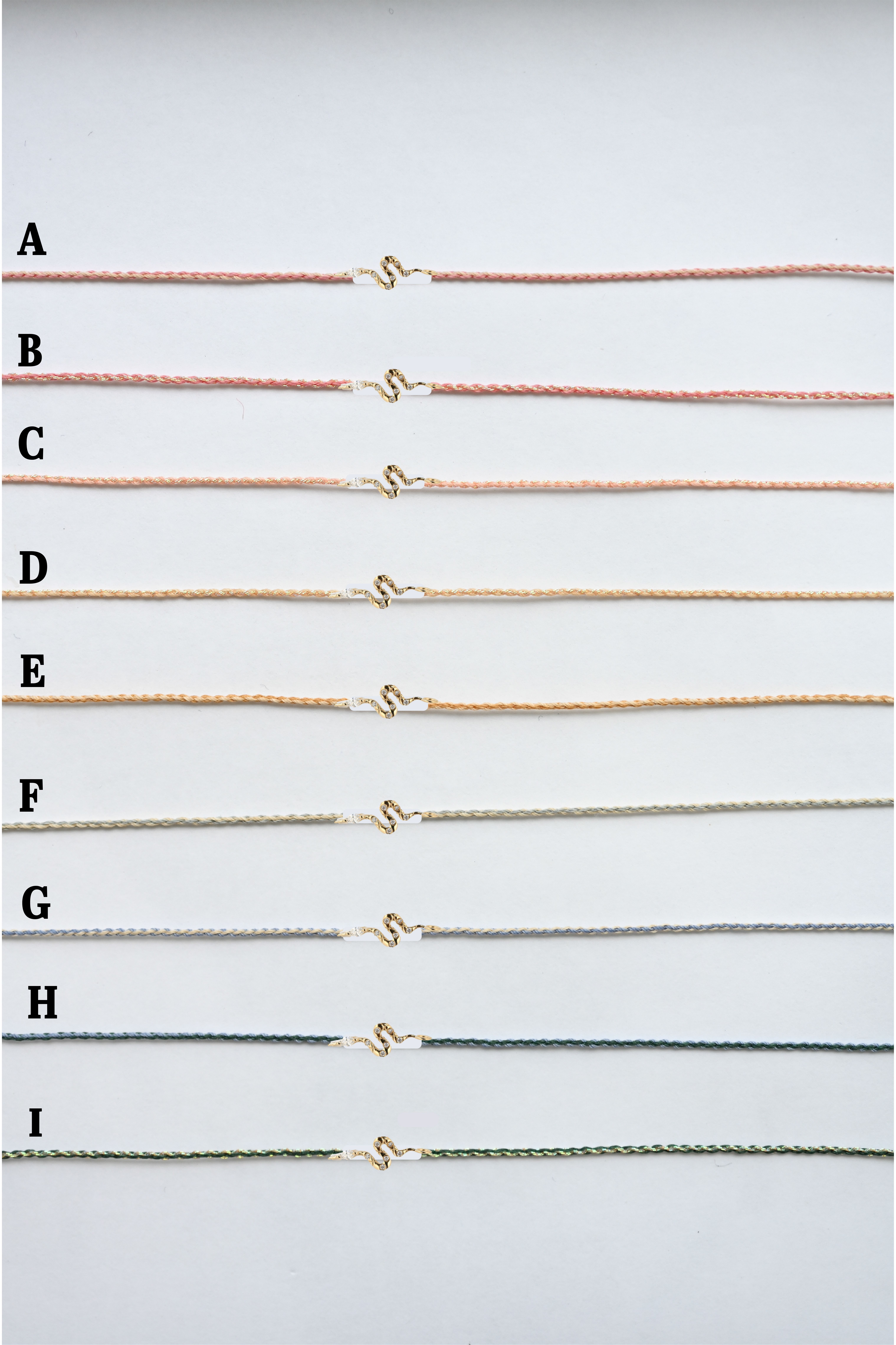 18K Golden Snake Diamond String Bracelet