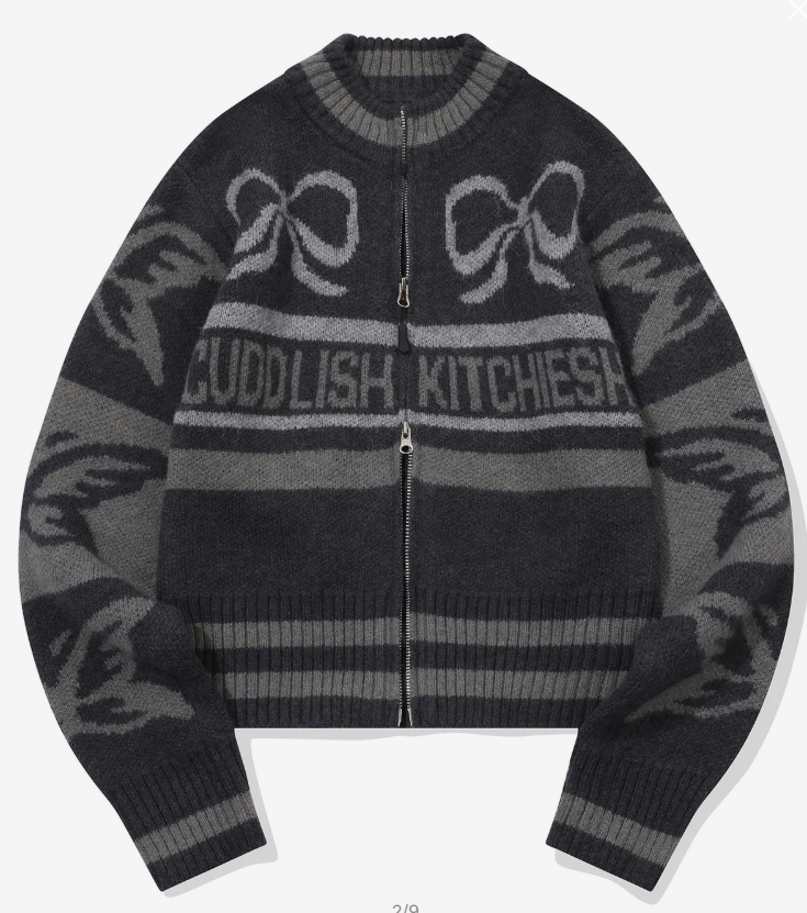 CPGN STUDIO /  [2-WAY] RIBBON CROP  knitted zip-up / black /  JUL25