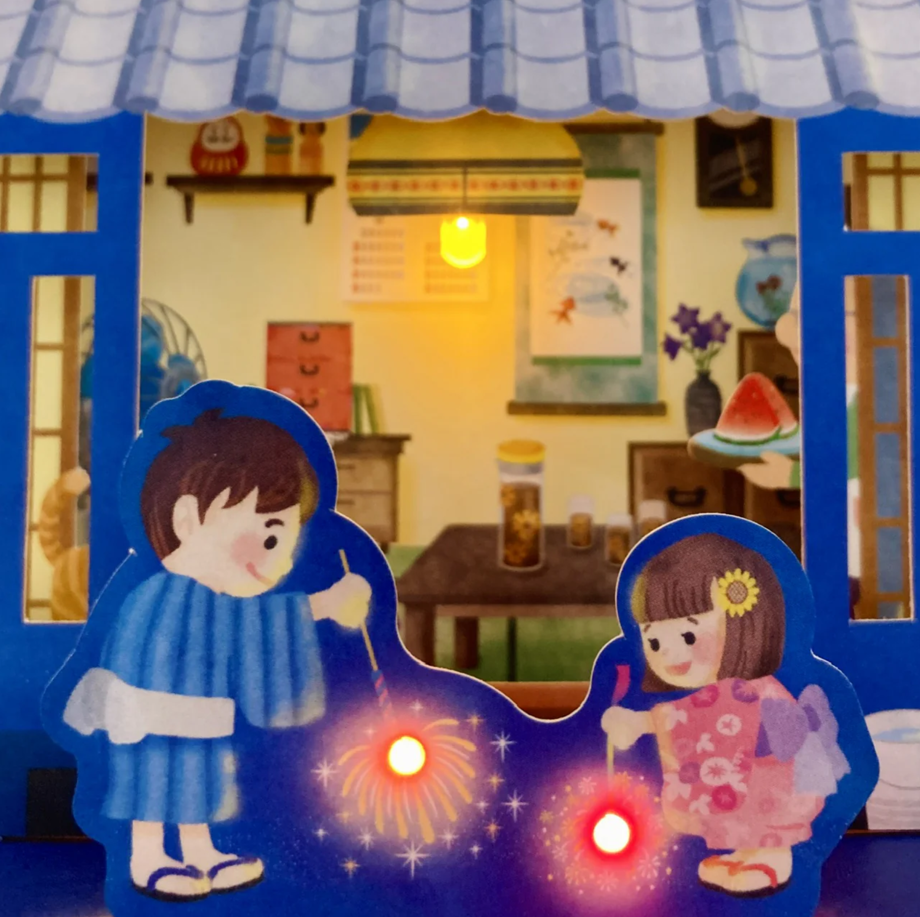 『夏日賀卡』 LED花園煙火【夏日音樂盒卡】
