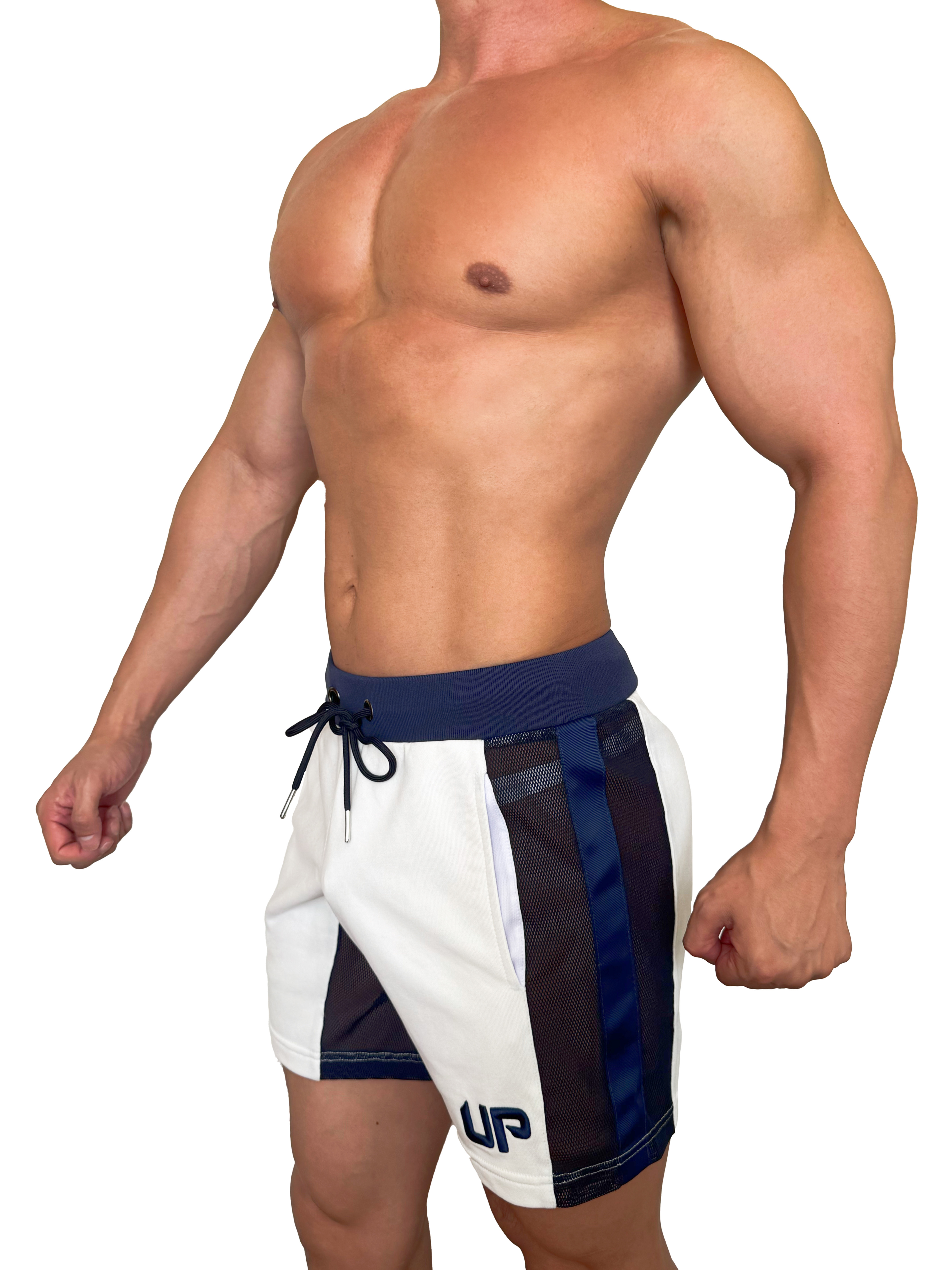 2025 全新系列 - UP For Fun Cross 透視棉短褲 米白/軍藍